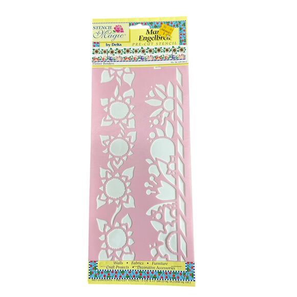90s Vintage- Stencil Magic By Delta- Flower Borders No. 96 109 0012- NWT - Picture 1 of 6